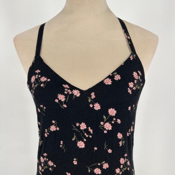 Reformation Jade Floral Open Back Midi Dress Black Pink V-Neck Cruise Size XS - Picture 3 of 7